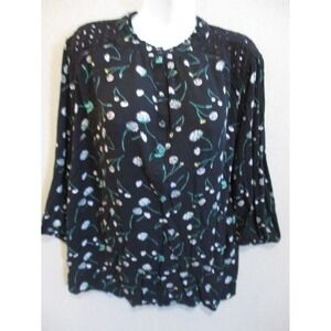 Torrid Top Size 18/ 20 (Tag Size 2) Eyelet Shoulder Banded Collar Dandelions